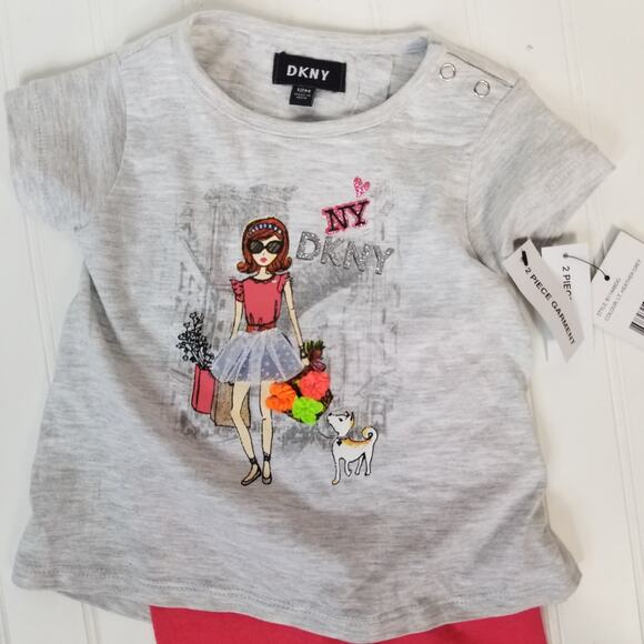 DKNY Short Sleeve Long Pant Outfit 12M - Picture 2 of 10